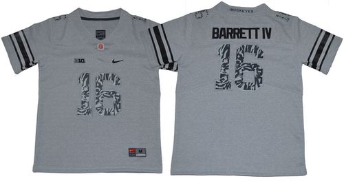 Buckeyes #16 J. T. Barrett IV Gray Alternate Legend Limited Stitched Youth NCAA Jersey